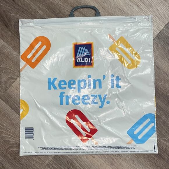 ALDI XL 3 NWT Snap Closure Recycled Eco-Friendly Grocery Bag XLarge 20.5x 20.5” - Picture 6 of 8
